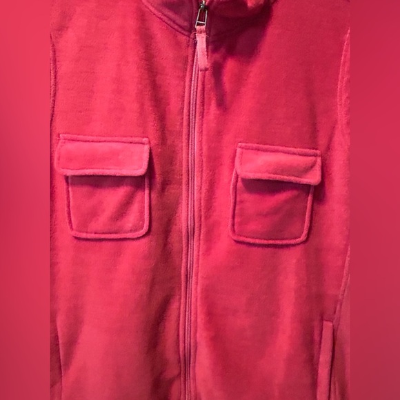 WOMENS XL? LIGHT RED FLEECE ZIP FRONT 4 POCKET VEST - Picture 2 of 6